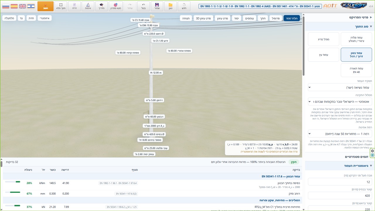 POLESOFT — תכנון עמודי חשמל ותאורה