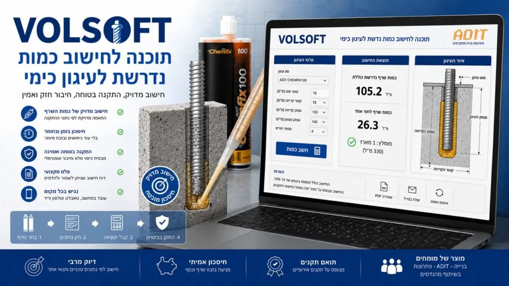 VOLSOFT — מחשבון כמות עוגן כימי
